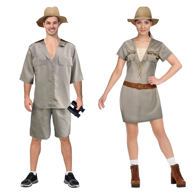 His & Hers Wildlife Explorer Couples Costume Set - Safari Jungle Fancy Dress