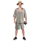 Mens Wildlife Crocodile Explorer Suit Safari Jungle Hunter Halloween Costume - L/XL (175-185cm Height)