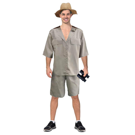 Mens Wildlife Crocodile Explorer Suit Safari Jungle Hunter Halloween Costume - L/XL (175-185cm Height)