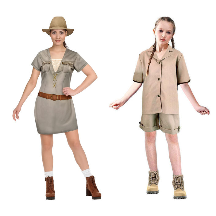 Wildlife Explorer Family Costume Set - Womens & Girls Safari Jungle Halloween Fancy Dress