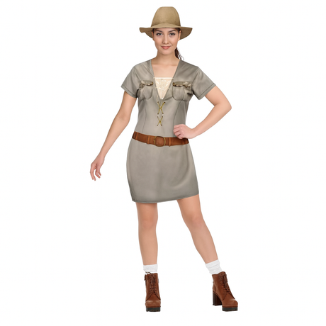 Adult Lady Wildlife Explorer Costume Womens Jungle Safari Halloween Outfit - M/L (165-175cm Height)