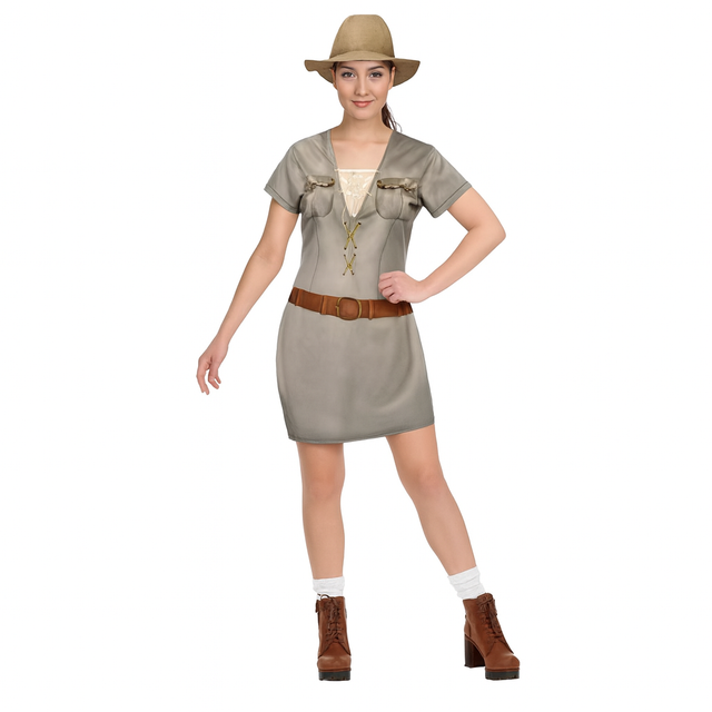 Adult Lady Wildlife Explorer Costume Womens Jungle Safari Halloween Outfit - M/L (165-175cm Height)