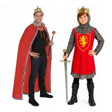 King & Knight Family Costume Set - Adults & Boys Medieval Halloween Fancy Dress