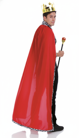 Adult King Cape Costume - Red Robe w/ Ermine Trim - One Size (Halloween & Fancy Dress)
