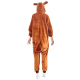 Adult Brown Kangaroo Bodysuit Costume - Hooded Animal Jumpsuit (Halloween & Fancy Dress)