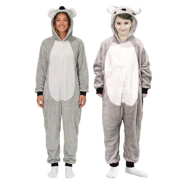 Koala Family Costume Set - Adults & Kids Aussie Animal Onesie Halloween Fancy Dress