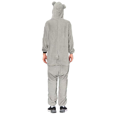 Adult Koala Bodysuit Costume Hooded Animal Jumpsuit - Grey