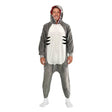 Adult Grey Shark Bodysuit Costume - Hooded Animal Jumpsuit w/ Fin Tail (Halloween & Fancy Dress)