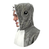Adult Grey Shark Bodysuit Costume - Hooded Animal Jumpsuit w/ Fin Tail (Halloween & Fancy Dress)