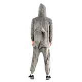 Adult Grey Shark Bodysuit Costume - Hooded Animal Jumpsuit w/ Fin Tail (Halloween & Fancy Dress)