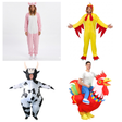 Farm Animal Group Costume Set - 4pc Pig, Chicken, Cow & Rooster (Halloween & Fancy Dress)