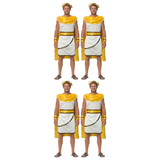 4x Adult Gold Greek God Gladiator Costume Bulk Pack - Tunic, Cape & Headpiece Set (Group Costume for Toga Party & Fancy Dress)