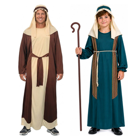 Teal Shepherd Family Costume Set - Mens & Boys Group Christmas Nativity Fancy Dress