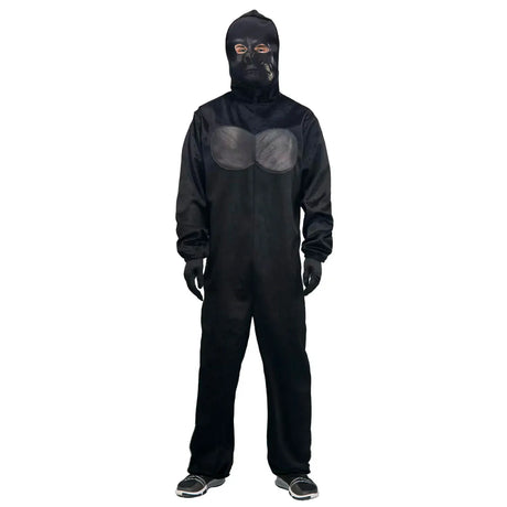 Adult Black Gorilla Costume - Animal Jumpsuit, Hood & Gloves Set (S/M & L/XL)