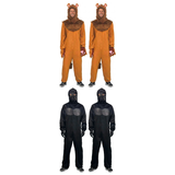 Jungle Animals Group Costume Set - 2x Lion + 2x Gorilla Jumpsuits (Halloween & Fancy Dress)