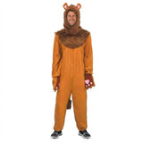 Adult Brown Lion Costume - Jumpsuit, Hood, Tail & Gloves Set (S/M & L/XL)