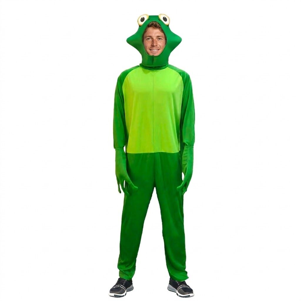 Adult Green Frog Costume - Animal Jumpsuit (S/M & L/XL)