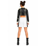 Adult Womens K-Pop Star Costume - Sequin Top & Pleated Skirt (Halloween & Fancy Dress)