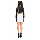 Adult Womens K-Pop Star Costume - Sequin Top & Chain Print Mini Skirt (Halloween & Fancy Dress)