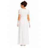 Womens White Lace Regency Costume - 1800s Empire Waist Gown (Halloween & Fancy Dress)