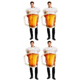 4x Adult Beer Glass Mug Costume Bulk Pack - One Size (Oktoberfest, Halloween & Party)