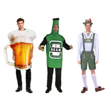 Oktoberfest Beer Group Costume Set - Beer Mug, Beer Bottle & Green Lederhosen (Halloween & Fancy Dress)