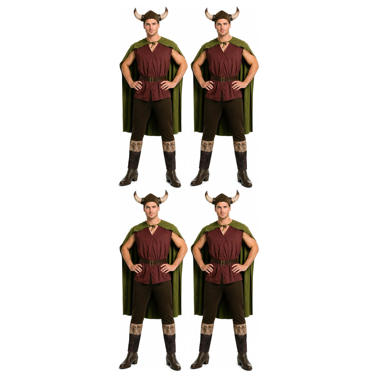 4x Mens Viking Group Costume Bulk Pack - Adults Norse Warrior/Renaissance Party Outfit