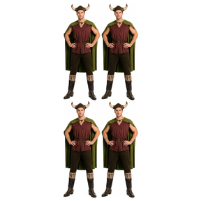 4x Mens Viking Group Costume Bulk Pack - Adults Norse Warrior/Renaissance Party Outfit