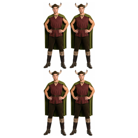 4x Mens Viking Group Costume Bulk Pack - Adults Norse Warrior/Renaissance Party Outfit