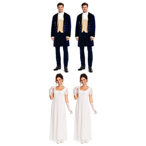 Regency Group Costume Set - 2x Duke Tailcoat + 2x Lace Gown (Halloween & Fancy Dress)