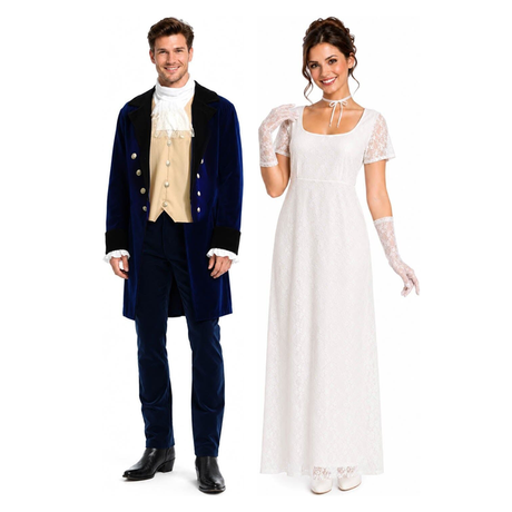 Regency Duke & Lady Couples Costume Set - His & Hers 1800s Halloween Fancy Dress