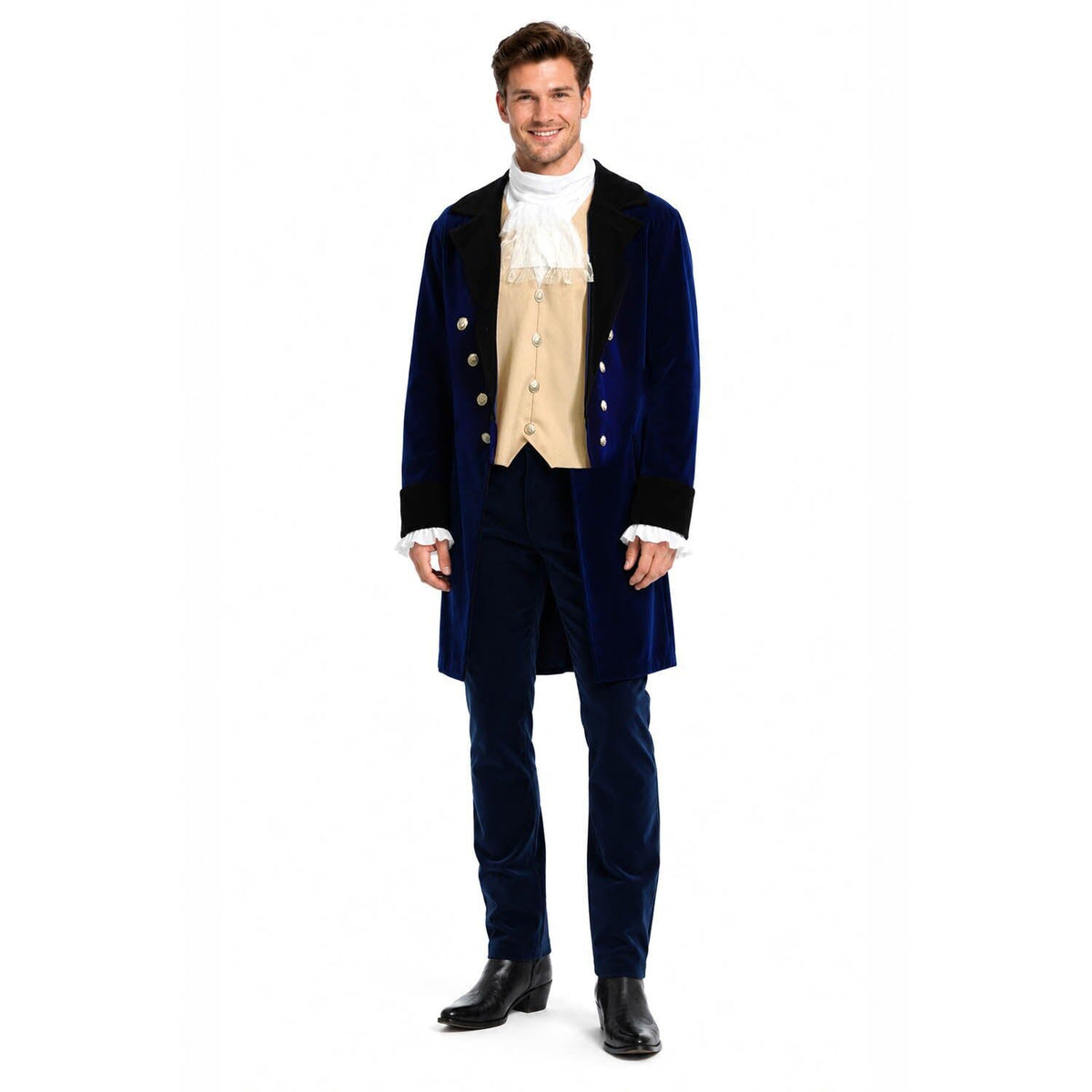 Mens Bridgerton 1800s Duke Costume Blue Velvet Regency Tailcoat Halloween Party