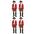 4x Adult British Red Coat Soldier Costume Bulk Pack - Colonial Redcoat (Halloween & Fancy Dress)