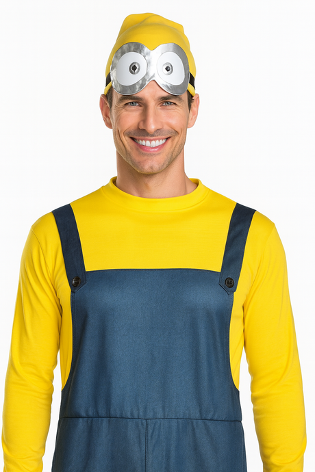 Adults Worker Boy Halloween Costume Jumpsuit Beanie Glasses Mask Fancy Dress