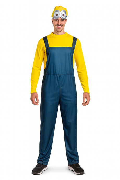 Adults Worker Boy Halloween Costume Jumpsuit Beanie Glasses Mask Fancy Dress - L/XL (175-185cm Height)