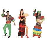 Spanish Group Costume Set - 3pc Rumba + Black/Red Flamenco + Rio Flamenco Dresses (Halloween & Fancy Dress)