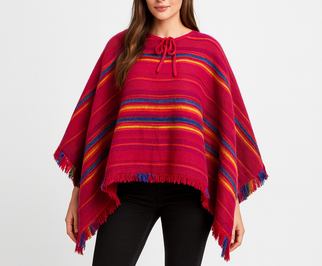 Adult Red Deluxe Mexican Poncho Costume - Wild West/Cowboy Bandit (Halloween & Fancy Dress)