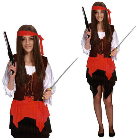Deluxe Pirate Family Costume Set - 3pc Mens, Womens & Boys Caribbean Halloween Fancy Dress