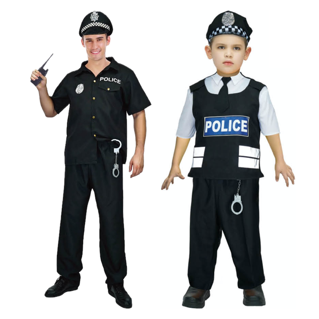 Police Officer Family Costume Set - Adults & Kids SWAT Cop Halloween Fancy Dress