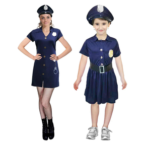 Police Arresting Officer Family Costume Set - Womens & Girls Cop Halloween Fancy Dress