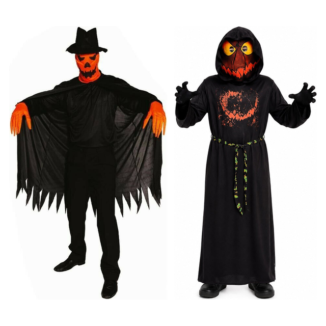 Pumpkin Slayer Family Costume Set - Adult & Kids Scary Halloween Fancy Dress