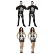 Skeleton Group Costume Set - 2x Mens Bones Jumpsuit + 2x Womens Bones Tank Dress (Halloween & Fancy Dress)