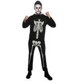 Mens Skeleton Costume - White Bones Jumpsuit (Halloween & Fancy Dress)