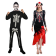 His & Hers Day of the Dead Couples Costume Set - Skeleton Skull Halloween Fancy Dress