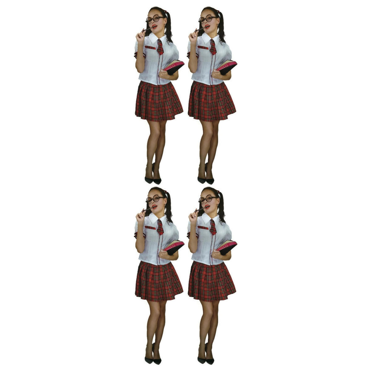 4x Adult School Girl Costume Bulk Pack - Student Uniform (Group Costume for Fancy Dress)