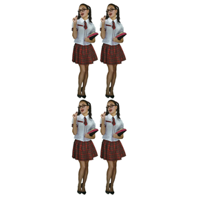 4x Adult School Girl Costume Bulk Pack - Student Uniform (Group Costume for Fancy Dress)