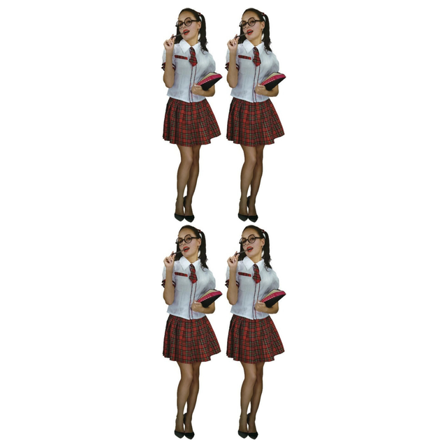 4x Adult School Girl Costume Bulk Pack - Student Uniform (Group Costume for Fancy Dress)
