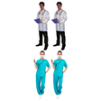 Doctor & Nurse Group Costume Set - 2x Doctor + 2x Nurse Scrubs (Halloween & Fancy Dress)