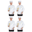 4x Adult Chef Costume Bulk Pack - Cook Apron & Hat (Halloween & Fancy Dress)