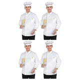 4x Adult Chef Costume Bulk Pack - Cook Apron & Hat (Halloween & Fancy Dress)